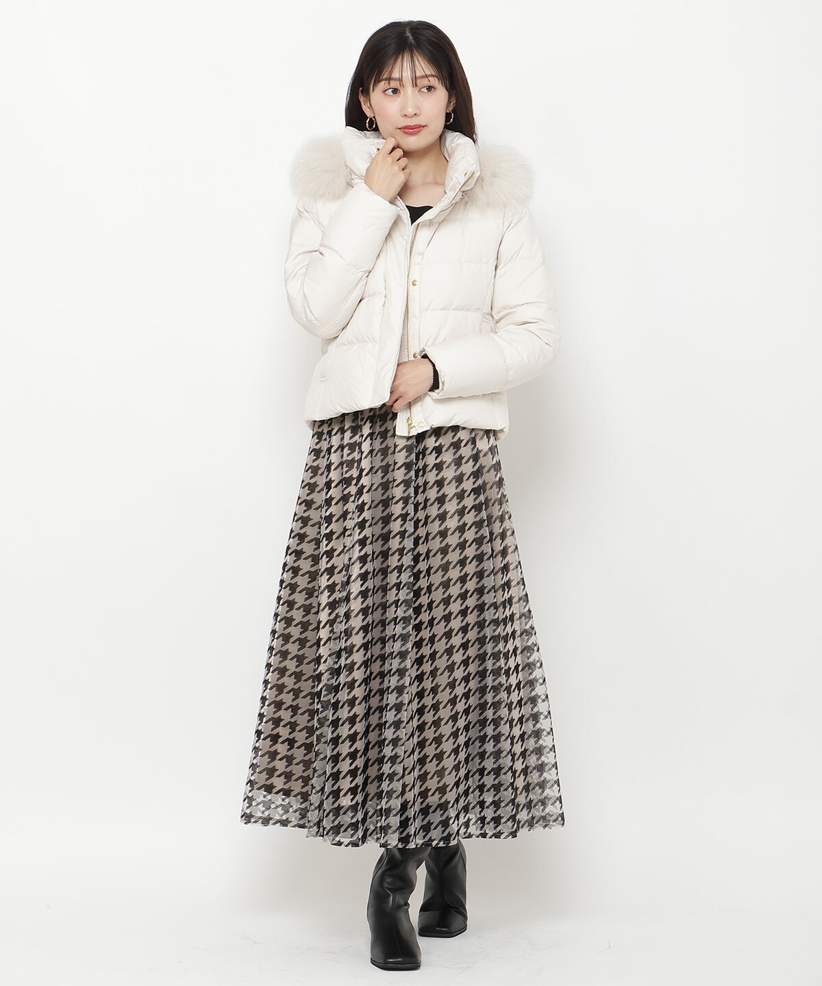 アンドクチュール「FOXファー付きショートダウン」|ダウン|