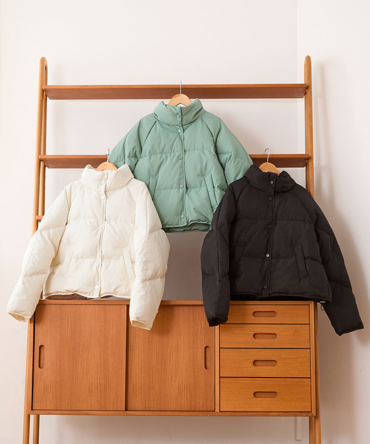 ORiental TRaffic「スタンドネック ショート ダウン ジャケット /MO43D02」|ダウン|BLACK