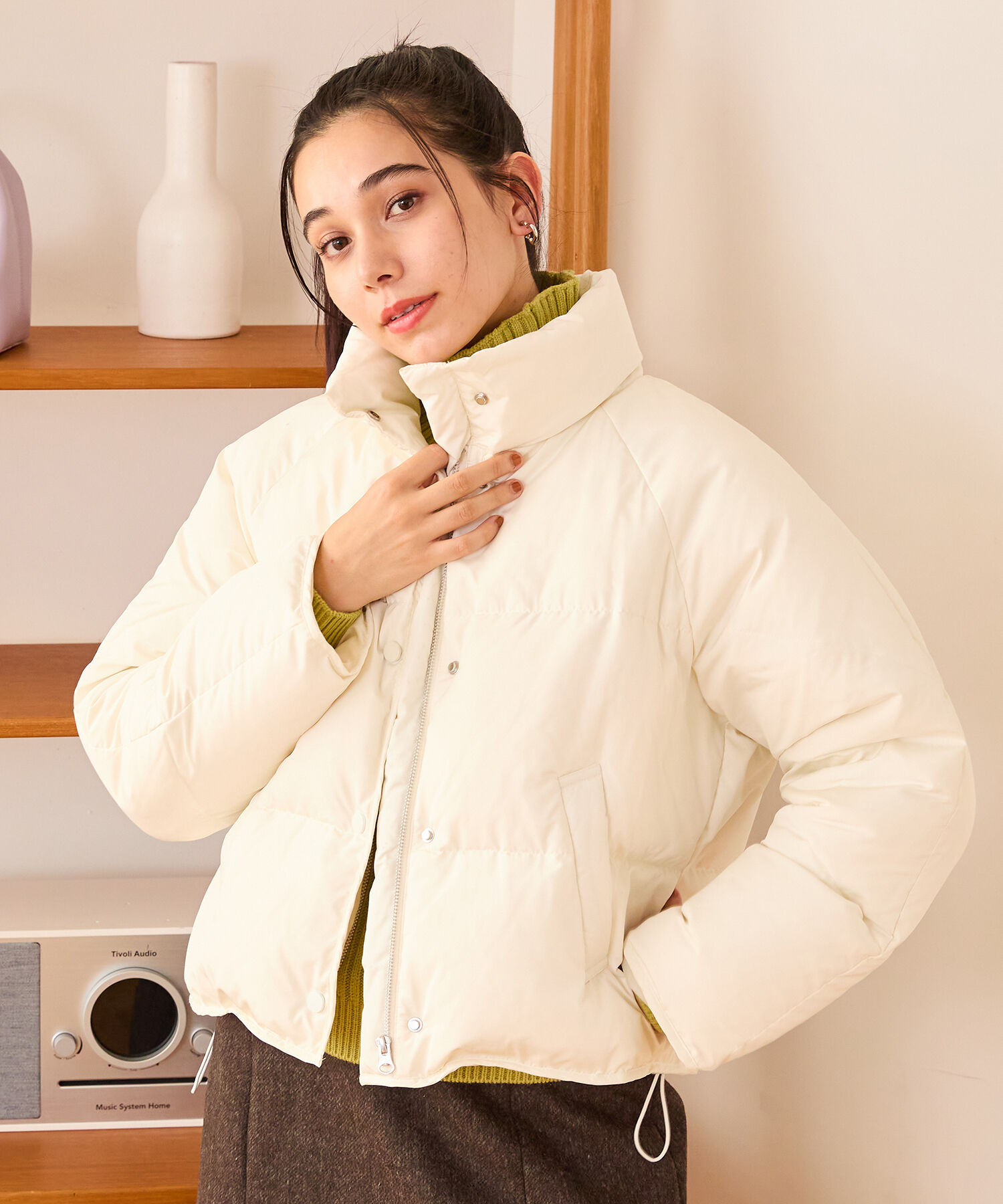 ORiental TRaffic「スタンドネック ショート ダウン ジャケット /MO43D02」|ダウン|WHITE