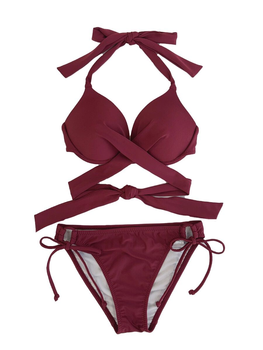  「【新作】無地クロッシーワイヤースタイルアップビキニ」|ビキニ|表示なし