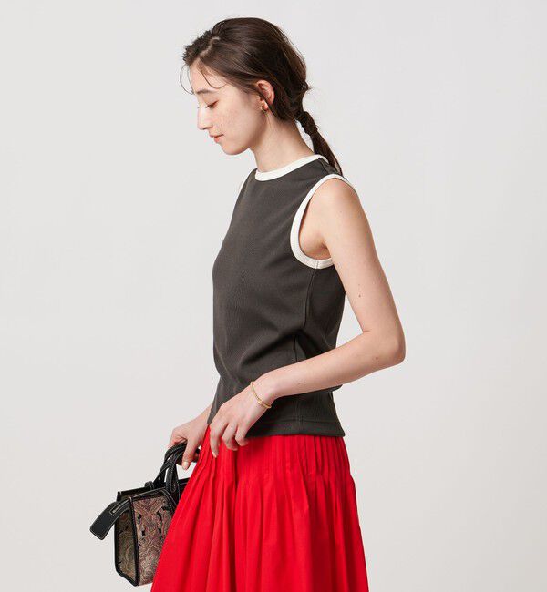 UNITED ARROWS「リブバイカラーパイピング ノースリーブカットソー」|Tシャツ・カットソー|DK.GRAY