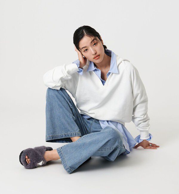 UNITED ARROWS「フェイクファークロス ビジュー サンダル」|サンダル|