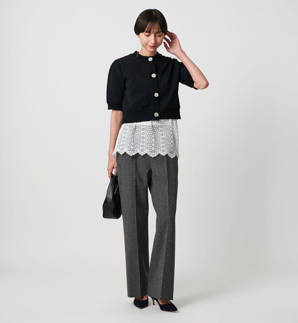 UNITED ARROWS「レース レイヤード カーディガン‐ウォッシャブル‐」|ニット・セーター|