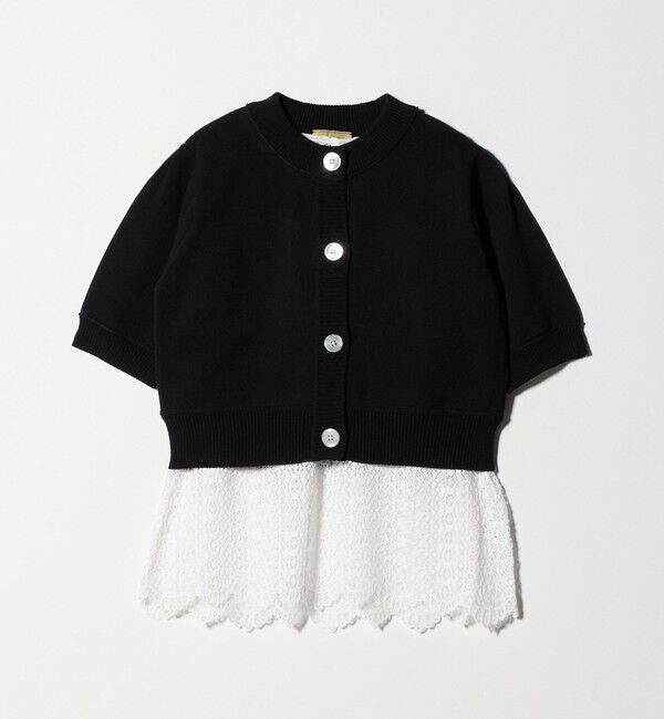 UNITED ARROWS「レース レイヤード カーディガン‐ウォッシャブル‐」|ニット・セーター|