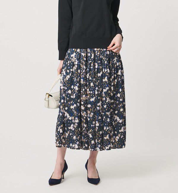 UNITED ARROWS「サテン フラワープリント スカート ‐ウォッシャブル‐」|スカート|