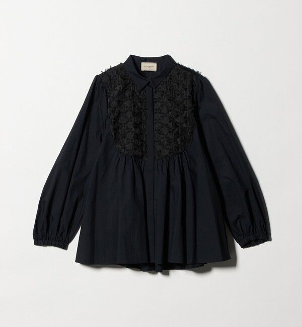 UNITED ARROWS「コンビ ギャザー ブラウス」|シャツ・ブラウス|NAVY