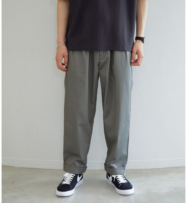 UNITED ARROWS green label relaxing「【別注】【WEB限定】＜3/2 WORKS＞GLR 2プリーツ チノパンツ」|チノ|MD.GRAY