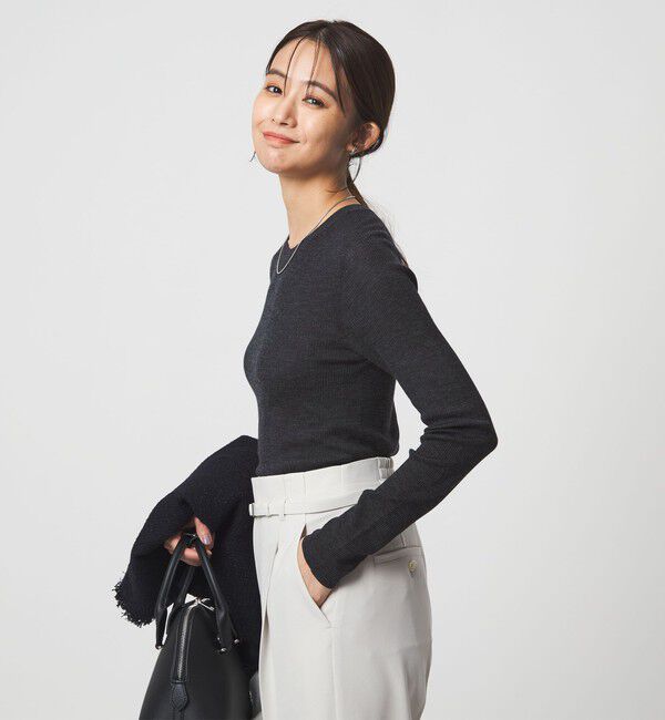 UNITED ARROWS green label relaxing「ウール シアー リブ クルーネック ニット ウォッシャブル」|ニット・セーター|