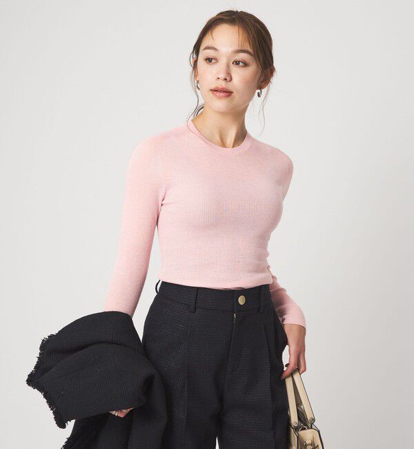 UNITED ARROWS green label relaxing「ウール シアー リブ クルーネック ニット ウォッシャブル」|ニット・セーター|