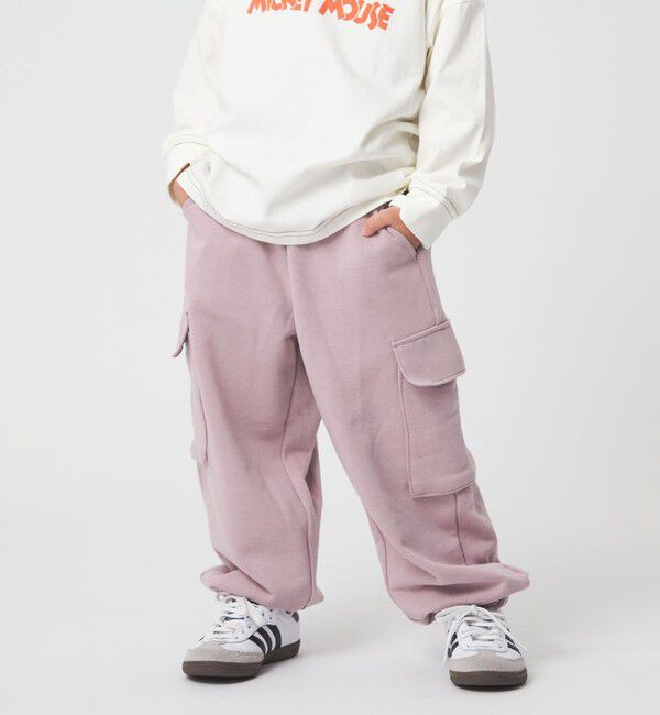 UNITED ARROWS green label relaxing「裏毛 ワイドカーゴパンツ（ライトピンク）/ キッズ  100cm-160cm」|チノ|