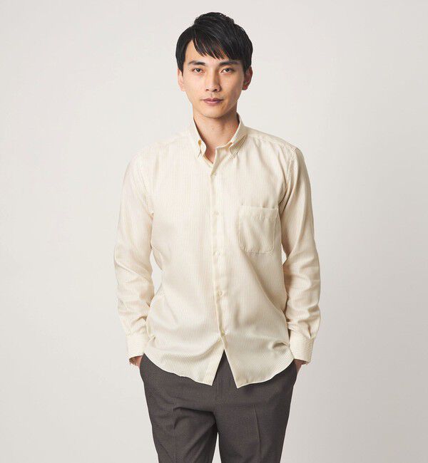 UNITED ARROWS green label relaxing「エブリット コットンオックス ストライプ スナップ ボタンダウン シャツ -イージーアイロン-」|シャツ・ブラウス|BEIGE