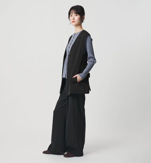 BEAUTY&YOUTH UNITED ARROWS「【WEB限定 Wardrobe DAILY MINIMAL】ダブルクロス リボンベルトジレ ウォッシャブル」|ベスト・ジレ|BLACK