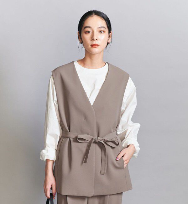 BEAUTY&YOUTH UNITED ARROWS「【WEB限定 Wardrobe DAILY MINIMAL】ダブルクロス リボンベルトジレ ウォッシャブル」|ベスト・ジレ|MOCA