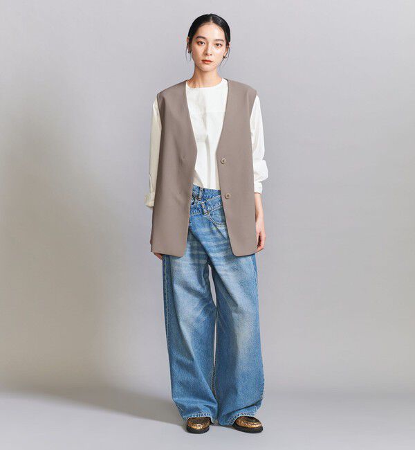 BEAUTY&YOUTH UNITED ARROWS「【WEB限定 Wardrobe DAILY MINIMAL】ダブルクロス リボンベルトジレ ウォッシャブル」|ベスト・ジレ|