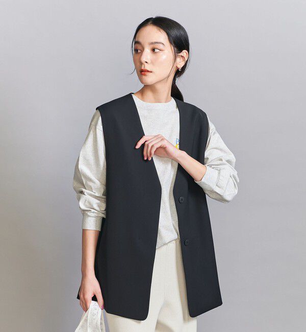 BEAUTY&YOUTH UNITED ARROWS「【WEB限定 Wardrobe DAILY MINIMAL】ダブルクロス リボンベルトジレ ウォッシャブル」|ベスト・ジレ|