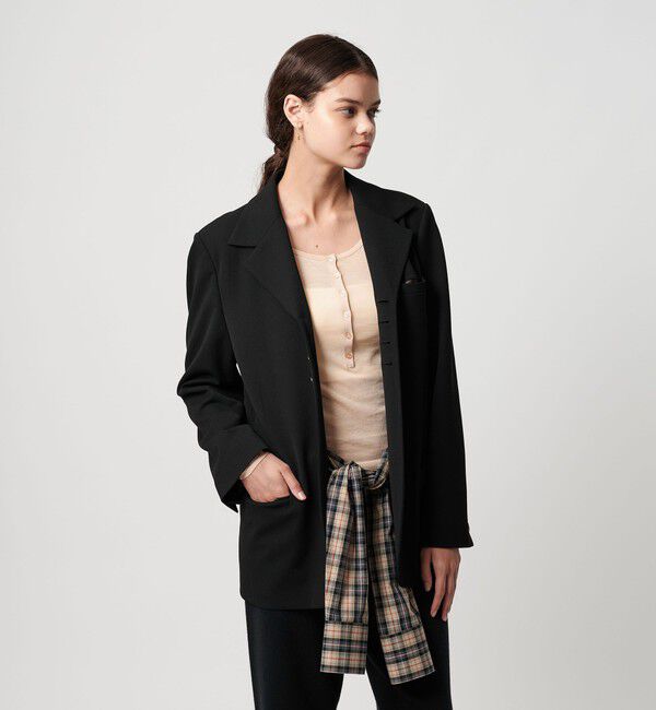 ATTISESSION「＜ATTISESSION＞タイ シャツスリーブ ジャケット 2WAY」|テーラードジャケット|BLACK