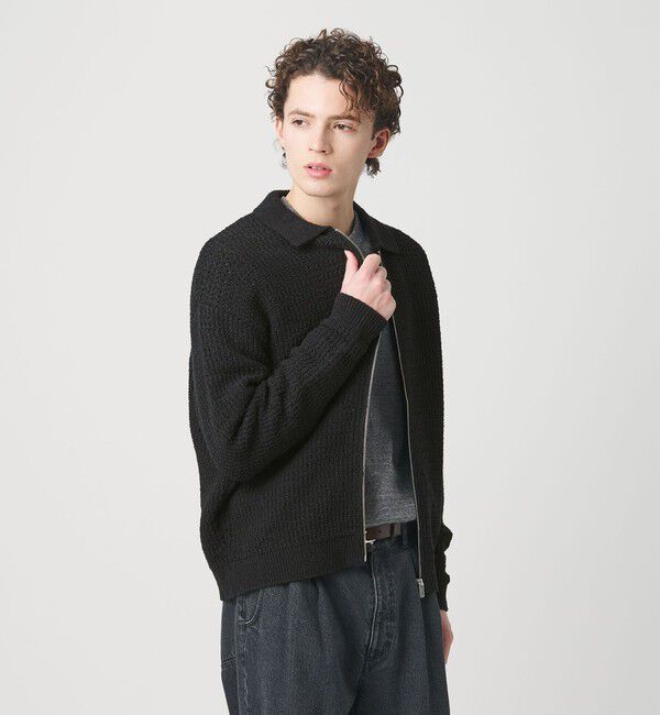 BEAUTY&YOUTH UNITED ARROWS「ブークレ レース ジップ ポロジャケット ウォッシャブル」|カーディガン|