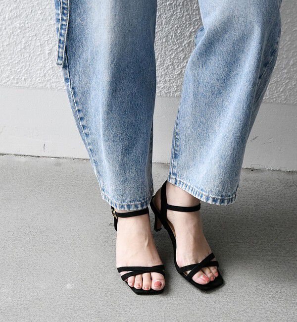 SHIPS any「SHIPS any: クロス ストラップ サンダル」|サンダル|ブラック