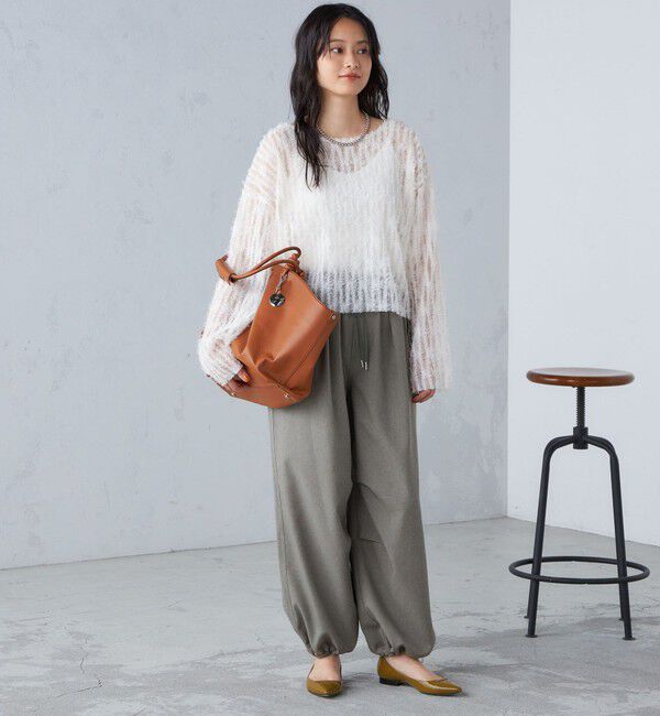 SHIPS for women「〈手洗い可能〉メランジ ツイル ギャザー カーゴパンツ ◇」|カーゴ|