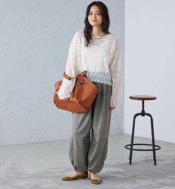 SHIPS for women「〈手洗い可能〉メランジ ツイル ギャザー カーゴパンツ ◇」|カーゴ|