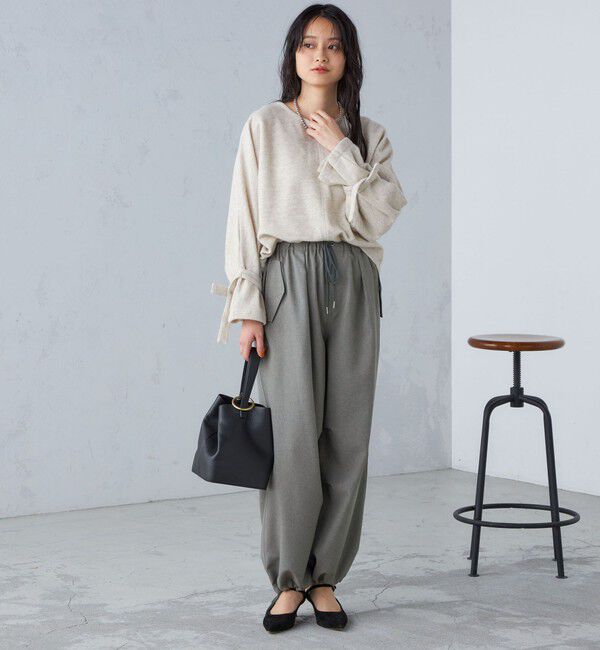 SHIPS for women「〈手洗い可能〉メランジ ツイル ギャザー カーゴパンツ ◇」|カーゴ|