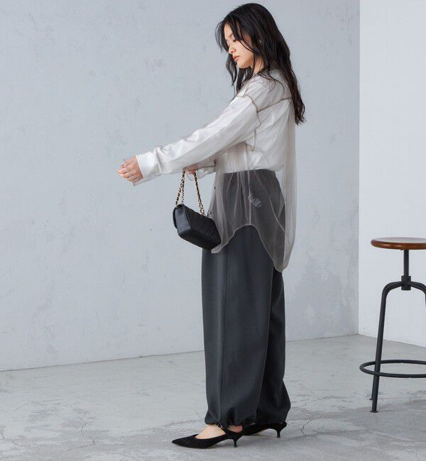 SHIPS for women「〈手洗い可能〉メランジ ツイル ギャザー カーゴパンツ ◇」|カーゴ|