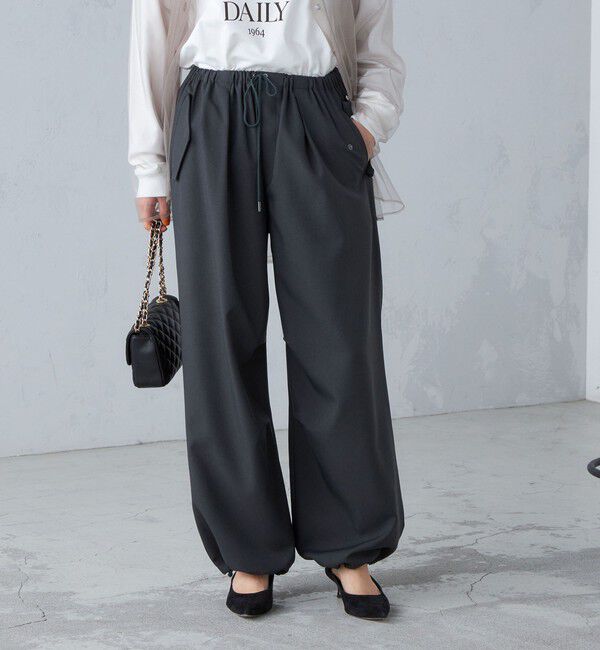 SHIPS for women「〈手洗い可能〉メランジ ツイル ギャザー カーゴパンツ ◇」|カーゴ|