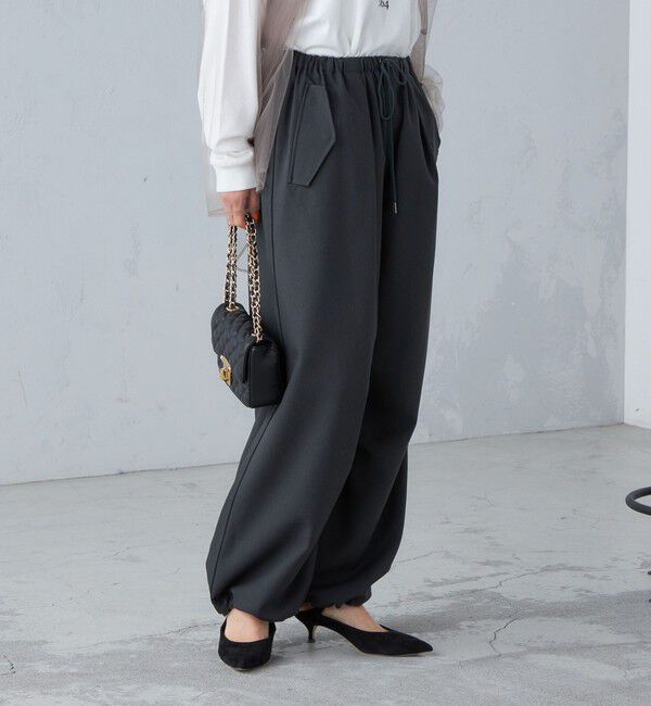 SHIPS for women「〈手洗い可能〉メランジ ツイル ギャザー カーゴパンツ ◇」|カーゴ|