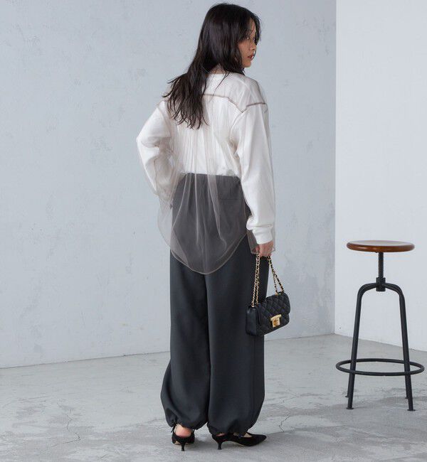 SHIPS for women「〈手洗い可能〉メランジ ツイル ギャザー カーゴパンツ ◇」|カーゴ|