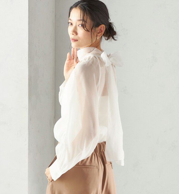 SHIPS for women「〈手洗い可能〉オーガンジー リボン ブラウス」|シャツ・ブラウス|