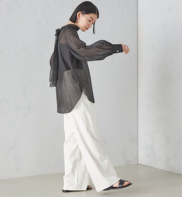 SHIPS for women「〈手洗い可能〉オーガンジー リボン ブラウス」|シャツ・ブラウス|