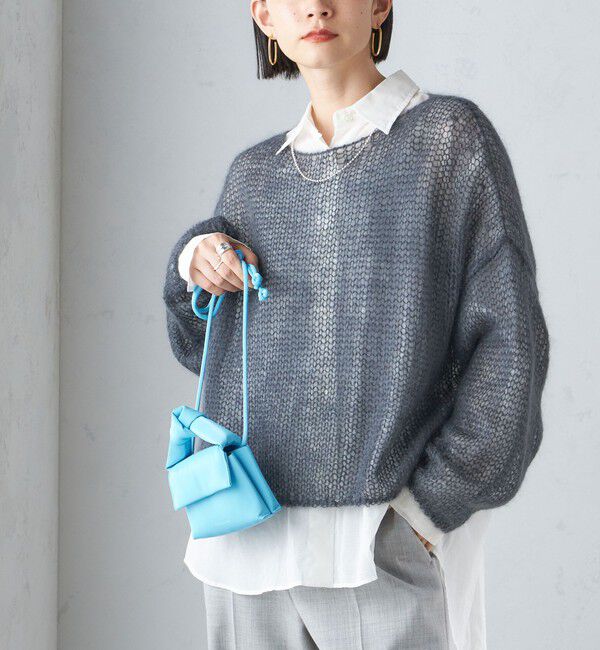 SHIPS for women「モヘヤ メッシュ プルオーバー」|ニット・セーター|ダークグレー