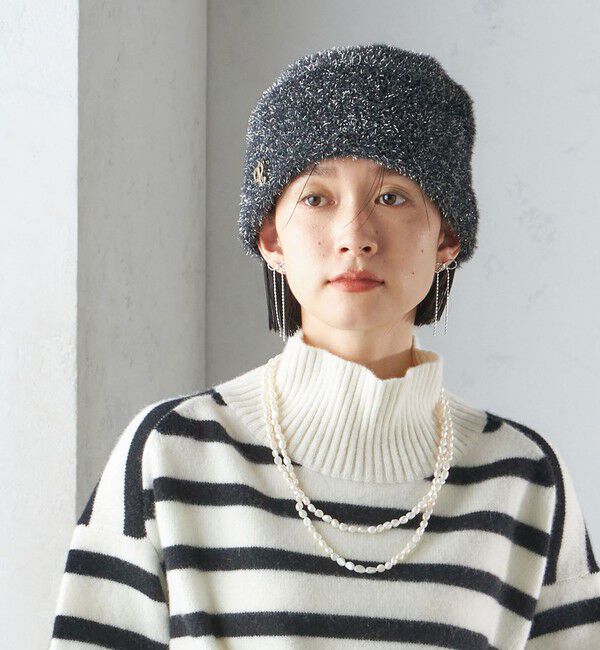 SHIPS for women「perah:ラメ ニット キャップ」|ニット帽|ブラック