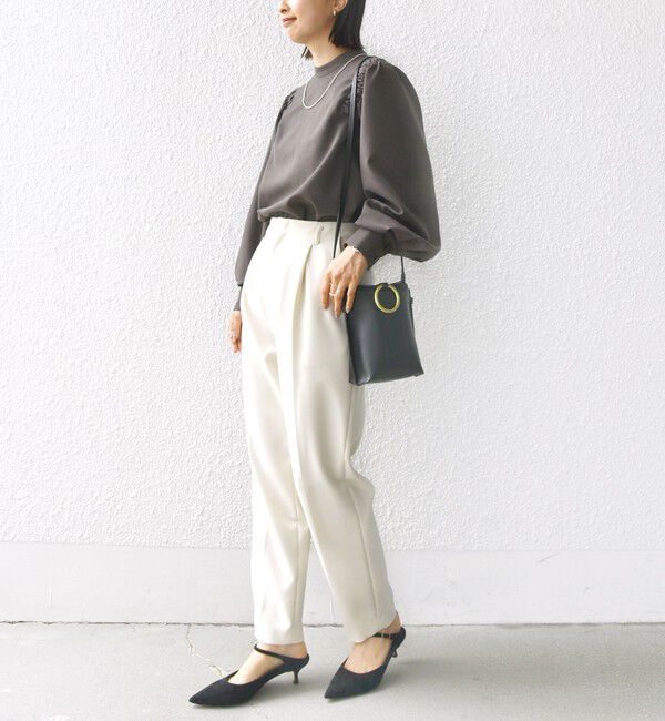 SHIPS for women「〈手洗い可能〉ウール混 スタンドカラー 袖 シャーリング ブラウス」|シャツ・ブラウス|