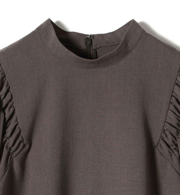 SHIPS for women「〈手洗い可能〉ウール混 スタンドカラー 袖 シャーリング ブラウス」|シャツ・ブラウス|