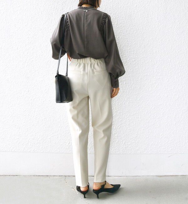 SHIPS for women「〈手洗い可能〉ウール混 スタンドカラー 袖 シャーリング ブラウス」|シャツ・ブラウス|