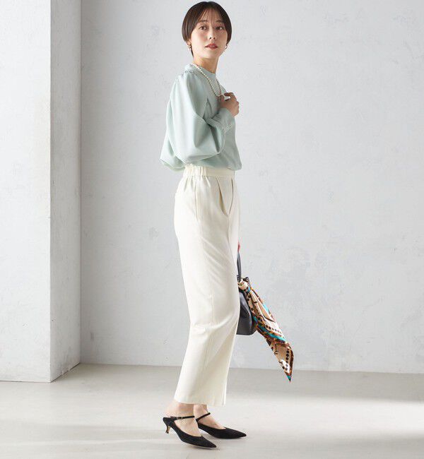 SHIPS for women「〈手洗い可能〉ウール混 スタンドカラー 袖 シャーリング ブラウス」|シャツ・ブラウス|