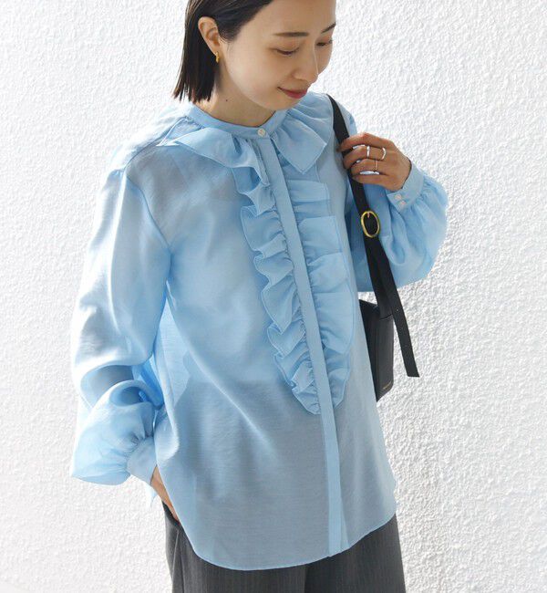 SHIPS for women「〈手洗い可能〉エアリー フロント フリル デザイン ブラウス」|シャツ・ブラウス|