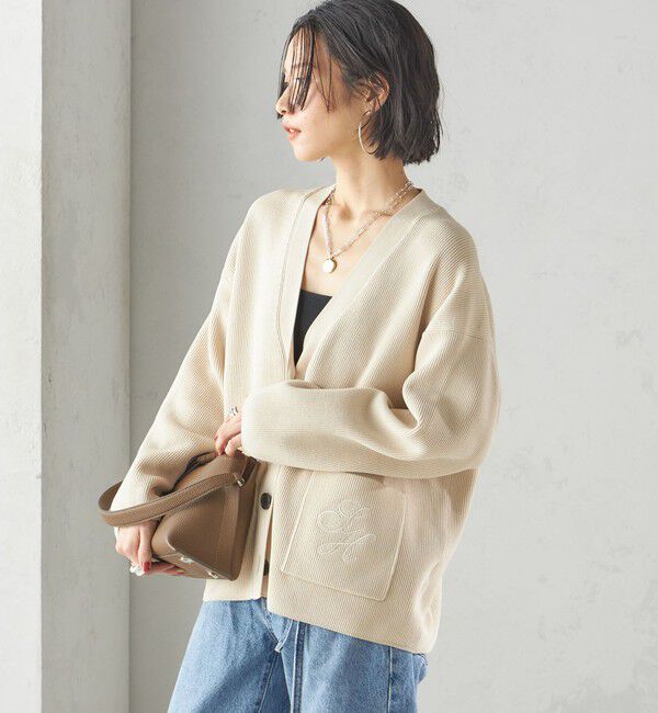 SHIPS for women「〈手洗い可能〉ワンポイント 刺繍 Vネック カーディガン」|カーディガン|