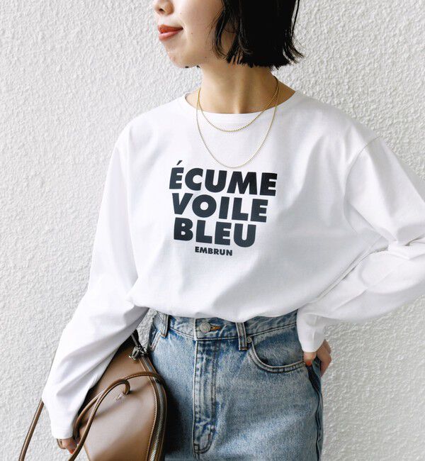 SHIPS for women「〈洗濯機可能〉プラチナヴェール 長袖 ロゴ TEE」|Tシャツ・カットソー|オフホワイト