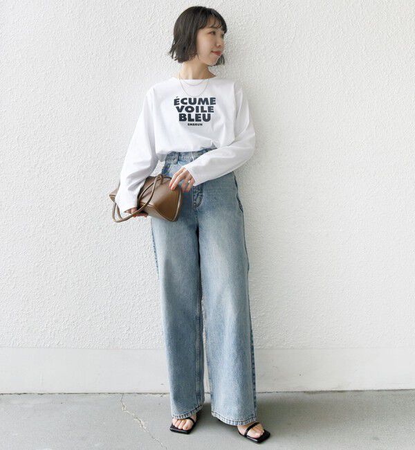 SHIPS for women「〈洗濯機可能〉プラチナヴェール 長袖 ロゴ TEE」|Tシャツ・カットソー|