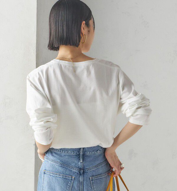 SHIPS for women「〈洗濯機可能〉プラチナヴェール 長袖 ロゴ TEE」|Tシャツ・カットソー|