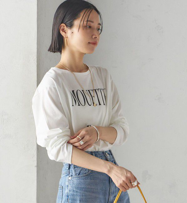 SHIPS for women「〈洗濯機可能〉プラチナヴェール 長袖 ロゴ TEE」|Tシャツ・カットソー|