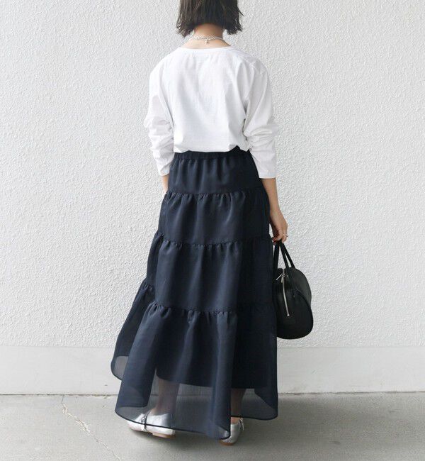 SHIPS for women「〈洗濯機可能〉プラチナヴェール 長袖 ロゴ TEE」|Tシャツ・カットソー|