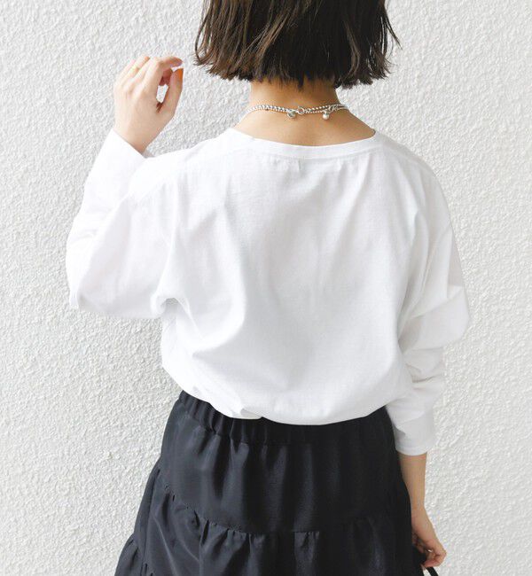 SHIPS for women「〈洗濯機可能〉プラチナヴェール 長袖 ロゴ TEE」|Tシャツ・カットソー|