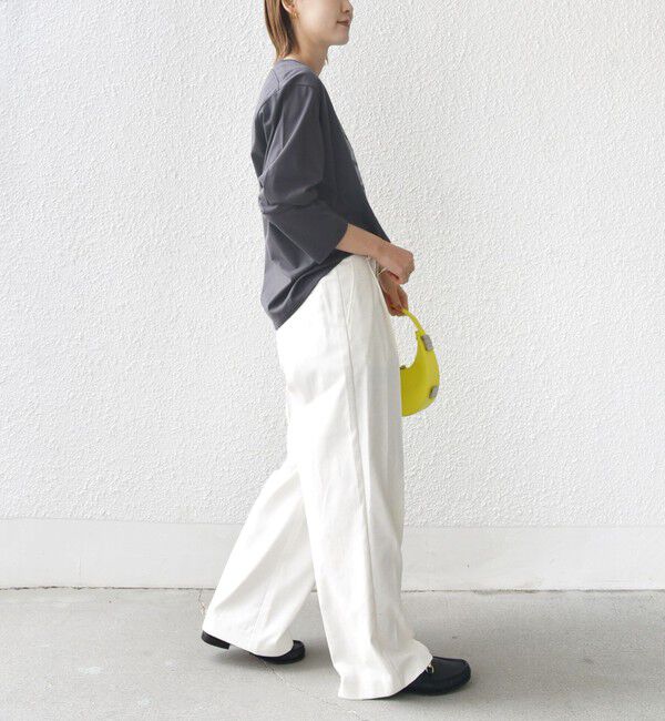 SHIPS for women「〈洗濯機可能〉プラチナヴェール 長袖 ロゴ TEE」|Tシャツ・カットソー|