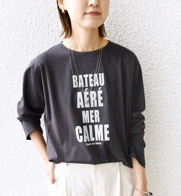 SHIPS for women「〈洗濯機可能〉プラチナヴェール 長袖 ロゴ TEE」|Tシャツ・カットソー|