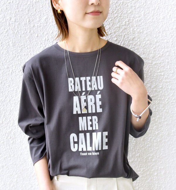 SHIPS for women「〈洗濯機可能〉プラチナヴェール 長袖 ロゴ TEE」|Tシャツ・カットソー|