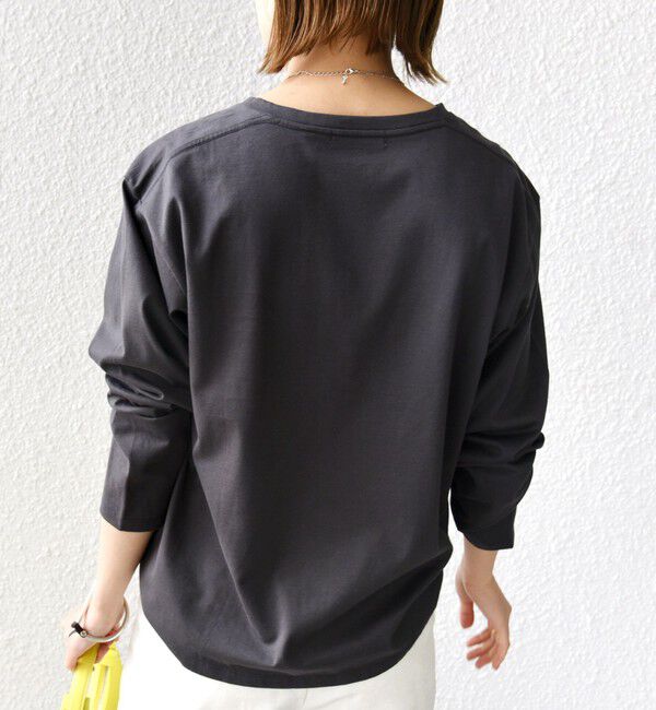 SHIPS for women「〈洗濯機可能〉プラチナヴェール 長袖 ロゴ TEE」|Tシャツ・カットソー|