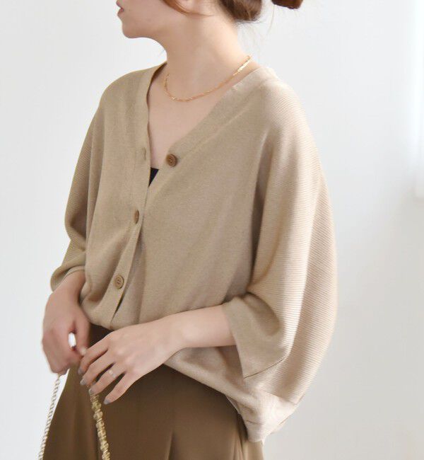 quaranciel「quaranciel:〈手洗い可能〉シアー ラメ ドルマン リブ ニット カーディガン」|カーディガン|